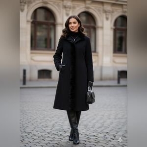 ​VINTAGE Isabell by Köhler & Krenzer Wool Coat with Persian Lamb Fur Trim M